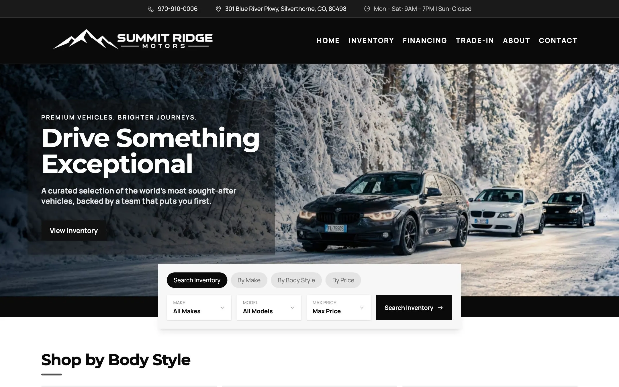 Summit Ridge Motors example site homepage